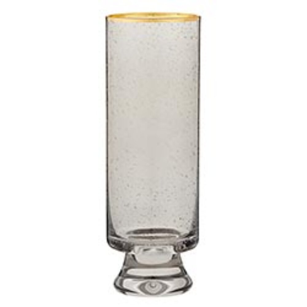 Gold Rimmed Seeded Glass - Grey - Champagne ~ Set of Two